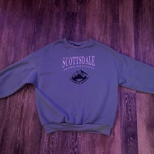 The blue crew neck from SHEIN, a little cropped (doesn’t cover butt)